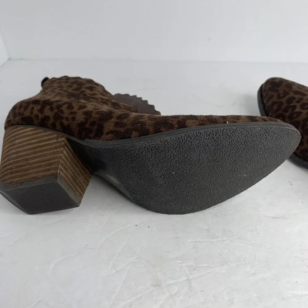 Coconuts by Matisse Women's Leopard Scallop Adalyn Ankle Boot Tan Sz 9‎